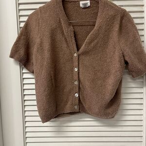 Songs of style M Brown Short Sleeve Cardigan Sweater
